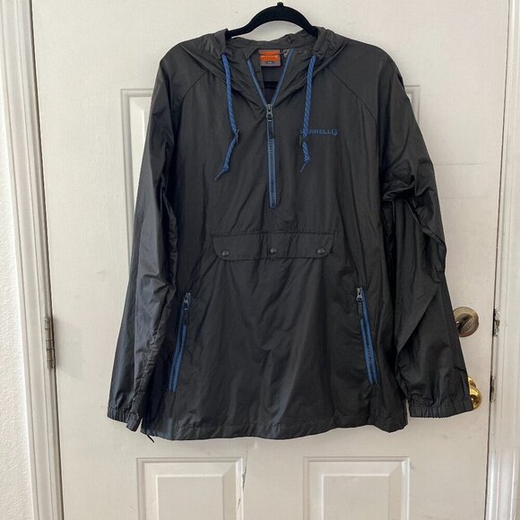 Merrell Other - Merrell Men's Black Packable 1/2 Zip Pull-Over Security Zipper Rain Jacket Sz Lr